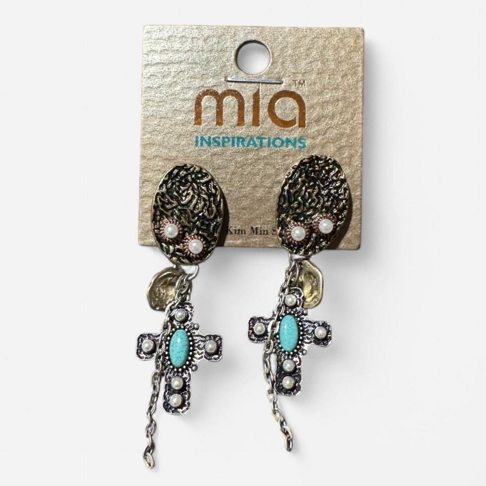 Mia Inspirations Silver and Turquoise Dangle Earrings